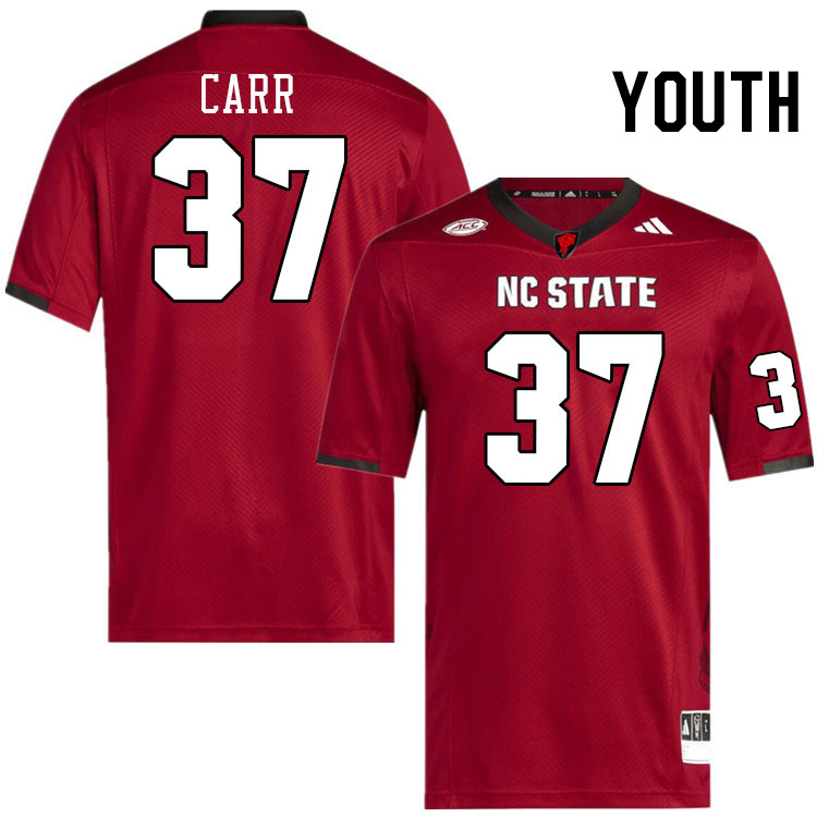 Youth #37 Nathan Carr NC State Wolfpack College Football Jerseys Stitched-Red